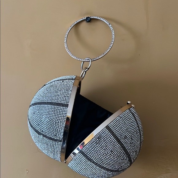 Silver Rhinestone Ball Clutch - Picture 1 of 5